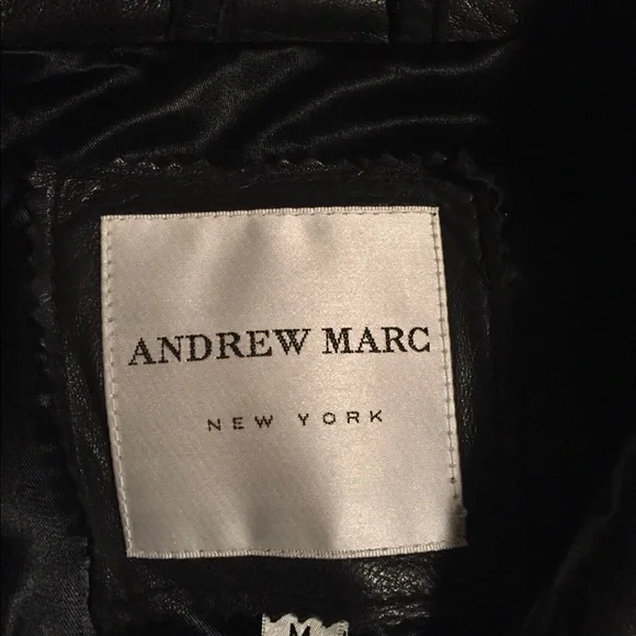 ANDREW MARC BLACK LEATHER COAT